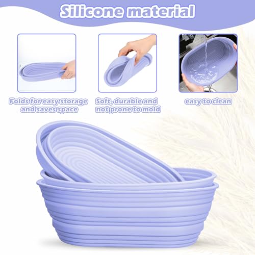 Nuogo 9 Pack Collapsible Silicone Oval Bread Proofing Baskets Bulk, Purple - color: Purple