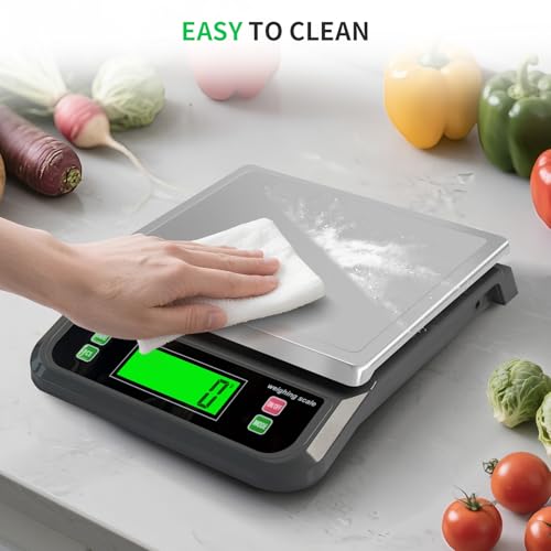 Large Digital Kitchen Scale40kg Stainless Stee with 6 Unit Tare PCS Funtion - color: Grey-40kg, size: Grey-40kg