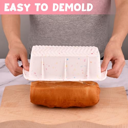 Sakolla 2 Pack Silicone Bread Loaf Molds, Nonstick Easy Release Rectangle Silicone Loaf Pan for Baking Cake, Meatloaf, Banana Bread, Brownies, and Quiche (Confetti) - size: Silicone Loaf Pans/2 Pcs