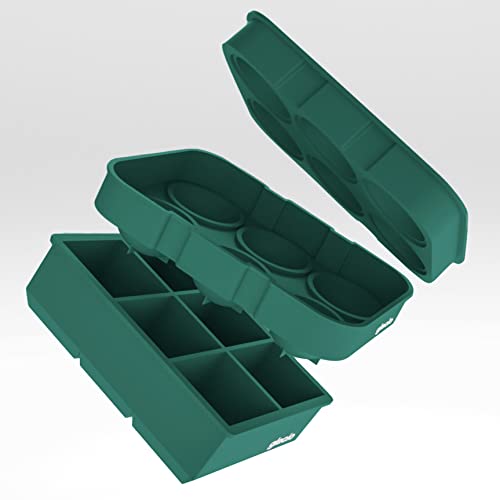 Silicone Ice Cube Trays, 2 Inch Square Ice Molds & Sphere Combo, BPA Free - color: Small 6+6 (Green)