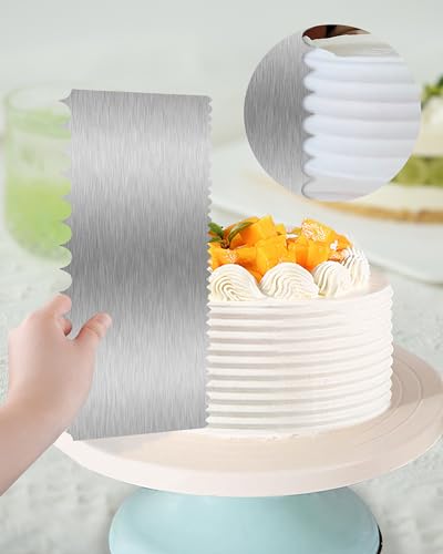 3 Pcs Metal Cake Scraper Smoother, Bench Scraper for Cream, 8.6 Inch - size: Cake Comb-4