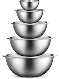 FineDine Stainless Steel Mixing Bowls (Set of 5) Stainless Steel Mixing Bowl Set - Easy To Clean, Nesting Bowls for Space Saving Storage, Great for Cooking, Baking, Prepping - size: 5 Pack