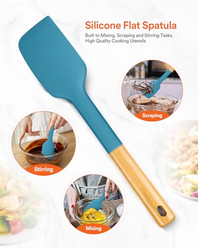 Badiano Silicone Heavy-Duty Spatula, Rubber Scraper for Nonstick Cookware - color: TURQ
