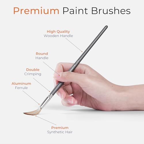 Nicpro 40 PCS Paint Brush Set, Professional Acrylic Paint Brushes - color: Gray, size: 40 Pieces
