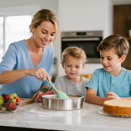 7 Inch Round Cake Pans, 3PCS Stainless Steel Cake Pan &100 Parchment Paper - size: 7 inch set of 3