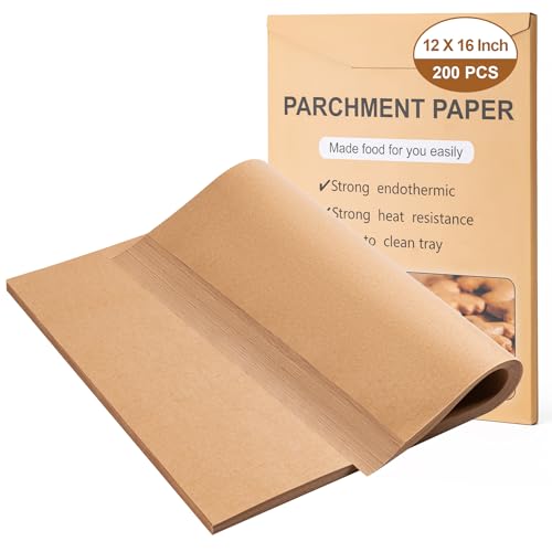 200Pcs Parchment Paper,12x16 In Non-Stick Precut Parchment Paper Sheets - size: 12x16-200PCS