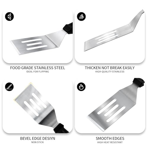 1Pc 9.8in Stainless Steel Spatula Heat Resistant Handle for BBQ Dessert - color: 1PC SOLID