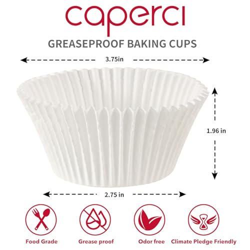 Caperci 150pcs White Jumbo Cupcake Muffin Liners for Baking Large Cups - color: White, size: Jumbo - 150 Count