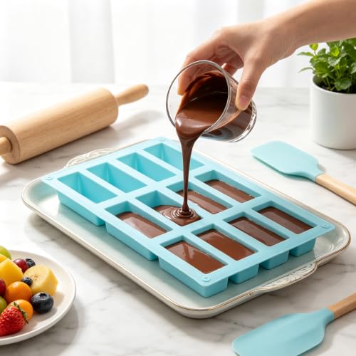 12 Cavity Rectangle Bar Silicone Candy Molds - color: Style B