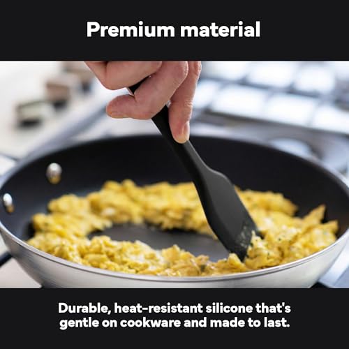 Misen Nonstick-Safe Silicone Spatula - Dishwasher Safe, Heat Resistant - Versatile Professional-Grade Kitchen Tool for Pancakes, Eggs, and Baking - Strong, Flexible, Durable Rubber Utensil - Black - color: Black