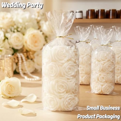 Wowfit 9x14 Clear Cellophane Goodie & Gift Bags, 50 CT, 6" Gold Twist Ties - size: 9x14 Inch (Pack of 50)