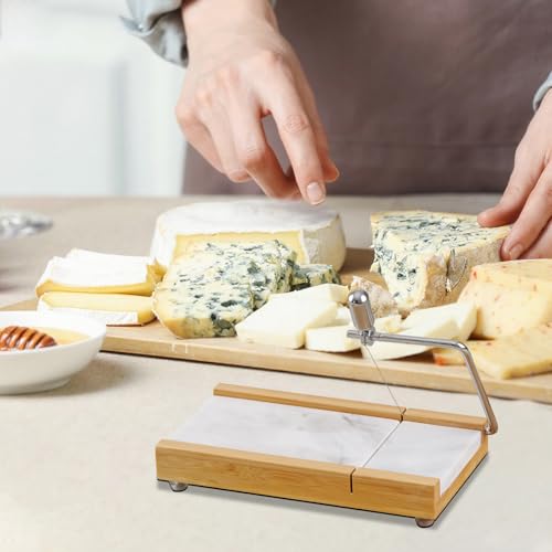 Tianman Marble Cheese Slicer/Cutter & 4 Cutting Wires,Heavy Duty8.27"x 4.4" - color: White
