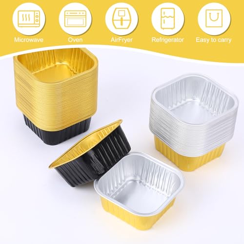 424 Pack Black Gold Mini Loaf Pans Set with Lid and Spoon - color: Black and Gold