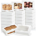 Hiceeden 50 Pack White Cookie Boxes with Window, 8"×5.4"×2" Bakery Candy Box for Gift Giving, Treat Dessert Boxes for Pastry Donuts Candy Biscuit Macaron Chocolate Strawberry