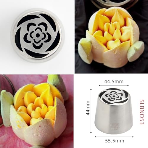 Stainless Steel Extra Large Russian Tulip Icing Tips Kit,4 Pcs Set - color: SILVER SET8