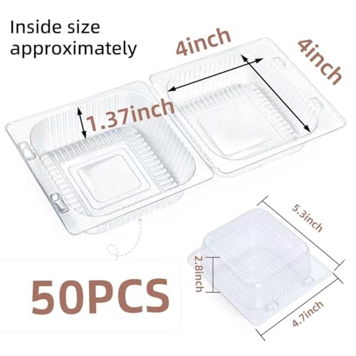 50 Pcs Heavy Duty Plastic Clear Clamshell Food Containers with Lids - color: 50Pcs Clear Clamshell Food Containers