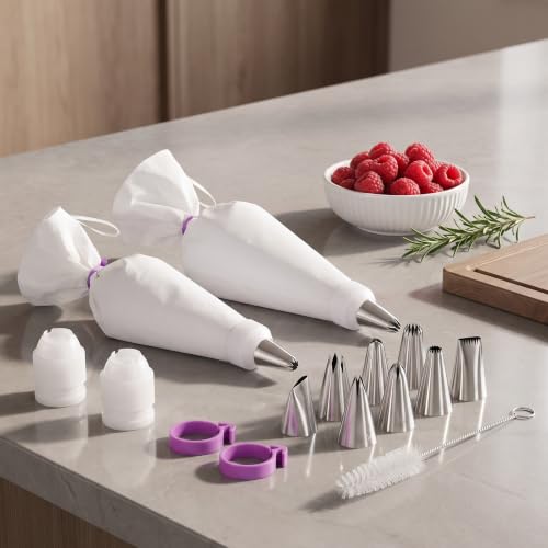 Reusable Piping Bags and Tips Set for Cake Decorating, Cupcakes