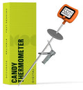 Digital Candy Thermometer with Pot Clip, 10" Long Stainless Steel Probe, Instant Read Kitchen Thermometer for Cooking, Baking, and Candy Making - color: Orange