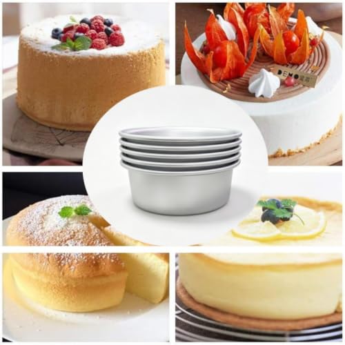 5-Pack 5 x 2 Inch Mini Round Cake Pans, Non-Stick Aluminum Bakeware Set