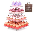 Jusalpha Large 4 Tier Square Acrylic Cupcake Stand, Cake Stand - size: 4 Tier With Rod Feet, Version 2