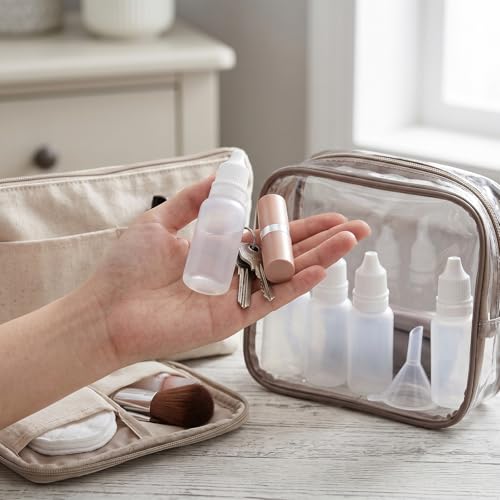 Chedin 5 PCS 4 Bottles + 1 Funnel 15ml 0.5oz Small Plastic Dropper Bottles -Empty,Portable & Refillable Travel Containers for Eye Drops