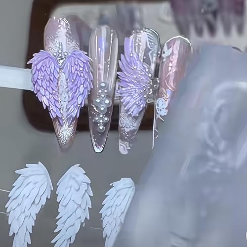 Angelic Wings 3D Nail Art Mold Feather Bowknot Ballet Shoes Silicone Template for Elegant Resin Manicure Charms - color: Angelic Wings Elegance