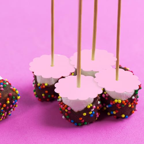 100 Pcs Scalloped Cake Pop Boards with Hole Cake Base, Pink - color: Pink