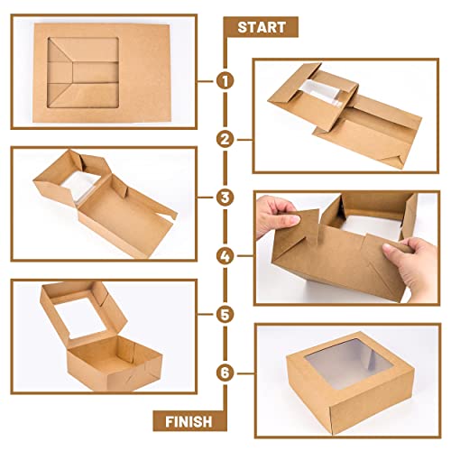 NPLUX 30 Pack Halloween Bakery Packaging, 8x8x3 Pie Boxes for Farm Markets - color: Brown