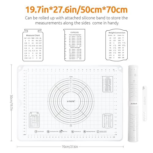 U-Taste Silicone Pastry Mat, Dough Rolling Baking Sheet, 28x20"/Transparent - color: Transparent, size: 27.6"L x 19.7"W