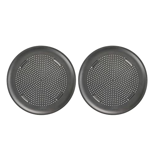 GoodCook AirPerfect Nonstick 16” Pizza Pan - Set of 2 - Pizza Trays for Oven, Perforated Round Pizza Pan, Carbon Steel Baking Pan, Homemade, Frozen & Leftover Slices - style: 2 Pans