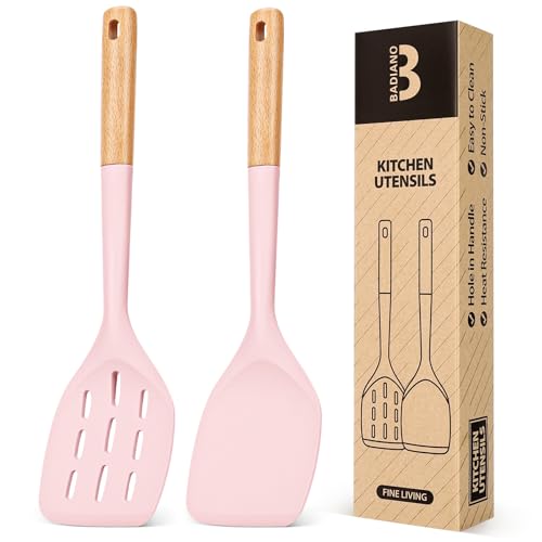 Badiano Silicone Spatula, Non Stick Turner for Cooking, Food Grade, Pink - color: Pink