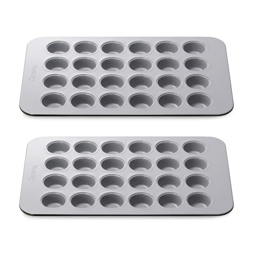 Caraway 24-Cup Non-Stick Ceramic-Coated Mini Muffin Pan 2-pc - color: Black, size: 24 Cup Muffin Pan (2x)