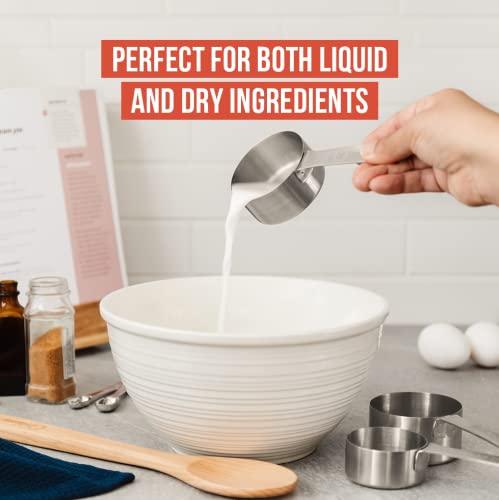 Chef Pomodoro Stainless Steel Measuring Cups, Stackable 7 Pcs Long Handle