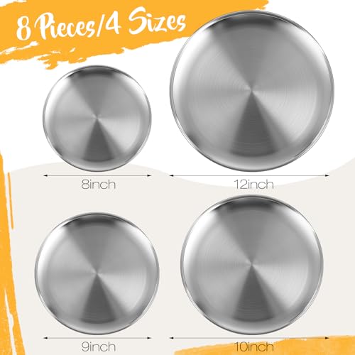 8 Pieces Silver Pizza Pans 8, 9, 10, 12 Inch Bakeware - color: Silver, size: 8, 9, 10, 12 Inch