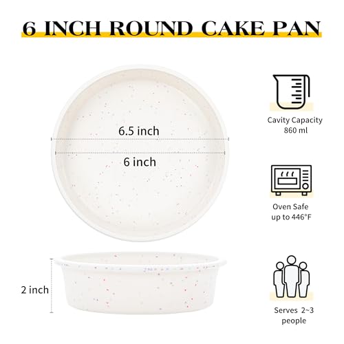6 inch Small Round Cake Pans with Metal Reinforced Frame, Set of 3 - color: Round, size: 6 inch