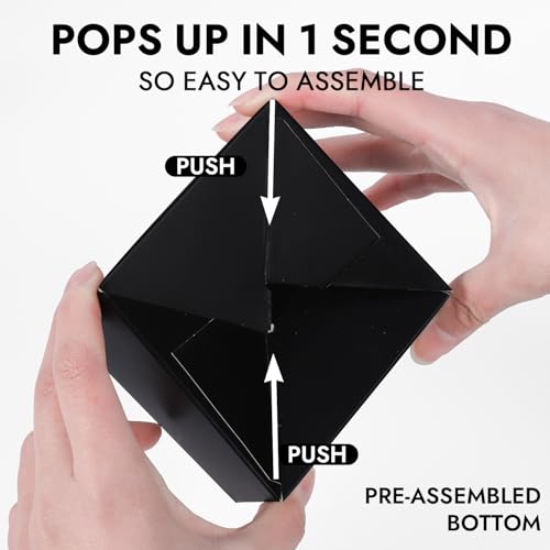 JCD 70 packs Black Cupcake Boxes Individual Cupcake Container 3.5" x 3.5" x 3.5" Auto-Pop up Single cake Box (70 Boxes+70 Inserts) (Black/70Pcs) - color: Black/70Pcs