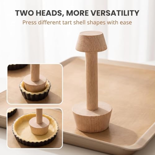 Woodiness Tart Tamper Pastry Tamper Double Side Wooden Egg Tart Tamper Mold DIY Cake Pastry Pusher for Kitchen Party Baking Tools, Pie, Tart and Quiche Pans