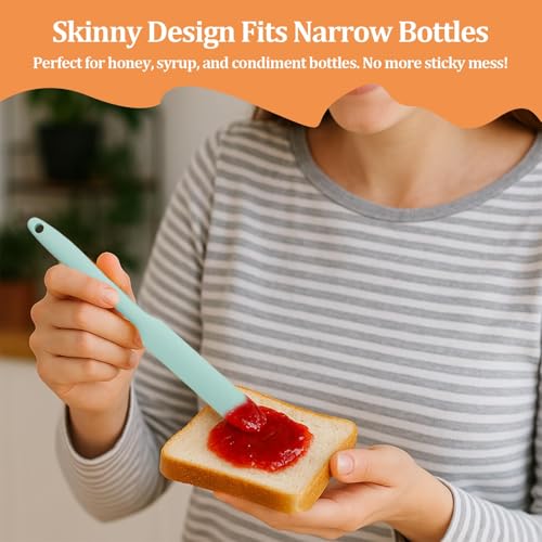 3 Pack Silicone Jar Spatula Small Silicone Spatulas Mini Jar Scraper for Peanut Butter, Mayo, Jams Flexible Kitchen & Baking Tools(Color B) - color: Green, Pink, Purple