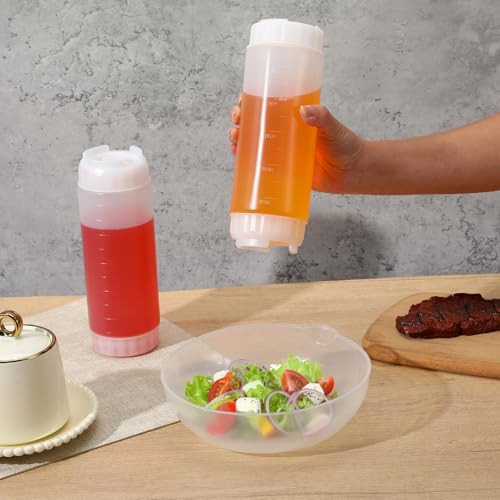 4 Pcs 20 oz Refillable Squeeze Bottles, Condiment Squeeze Bottle Plastic