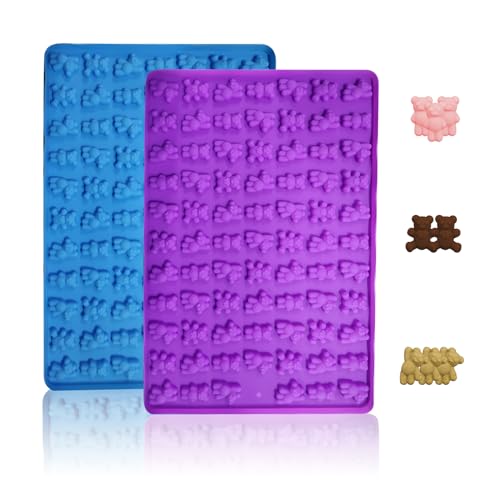 2 PCS Gummy Bear Candy Molds Silicone, 152 Cavity Bear Shape Mini Silicone Gummy Molds for Chocolate, Candy, Biscuits, Cookie, Jelly,Fondant,Ice Cube,Pet Dog Treats Mold - style: Mini Bear