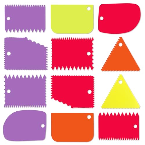 Cake Scraper, 6 Pcs Cake Smoother Scraper, Dough Scraper Purple - color: Purple