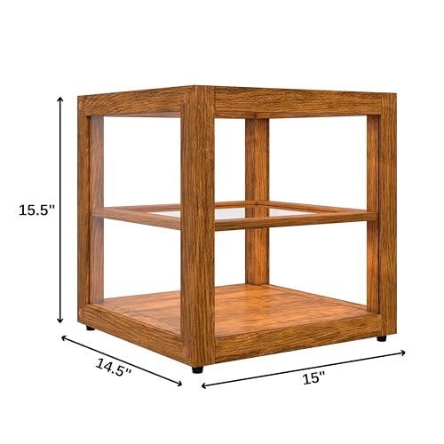 KoolMore 15 in. Light Wood Countertop Open Back Dry Bakery Display Case, Pastry, Cake and Bread Display with Tempered Glass