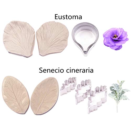 16set Gumpaste Flower Silicone Mold and Stainless Steel Fondant Cutter