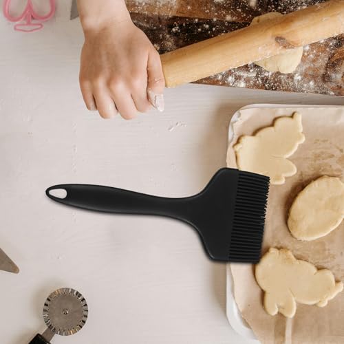 ibasenice Multi-use Pastry Brush for Baking And Bbq Grilling, Heat-resistant Silicone Basting Brushes for Cooking Oil, Butter And Marinades, Food-safe Kitchen Tool with Hanging Hole,black - color: Black