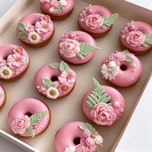 Fall Leaf Fondant Molds, 6 Pcs Maple Fern Palm Tropical Autumn Leaves Mold - color: 6 Pcs Leaves Fondant Mold, Pink