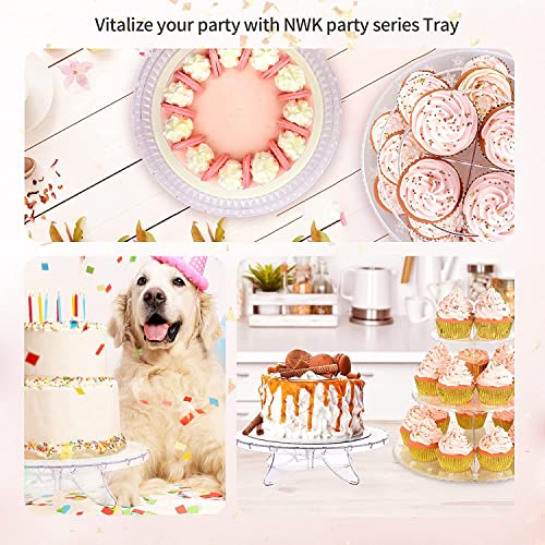 NWK 12inch Clear Round Cake Stand with String Lights