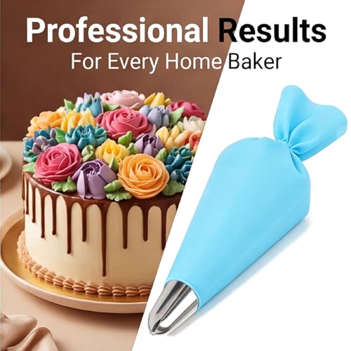 131 Icing Tips Stainless Steel Piping Tips 6 Petal Floral Piping Flower Icing Tip with Reusable Silicone Piping Bag – Cake Decorating Supplies for Cupcakes, Cookies and Baking