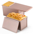 LIANYU Pullman Loaf Pan with Lid, 1 Pound Bread Loaf Pan Set of 2 - color: Rose Gold