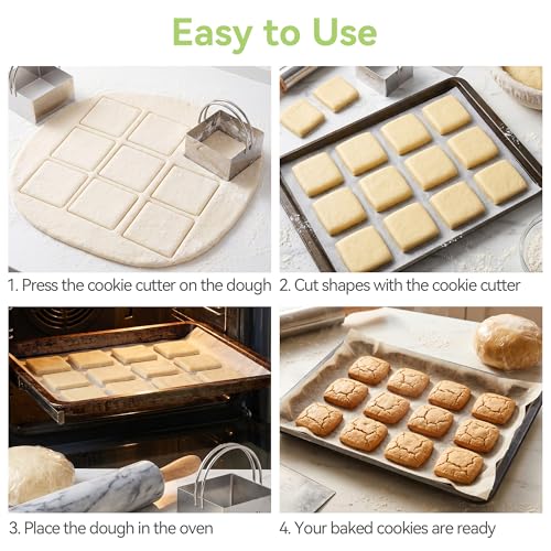 USLAI Biscuit Cutter Set (1.75, 2, 2.5, 2.75, 3.25 Inch) - size: 5 Sizes - Square