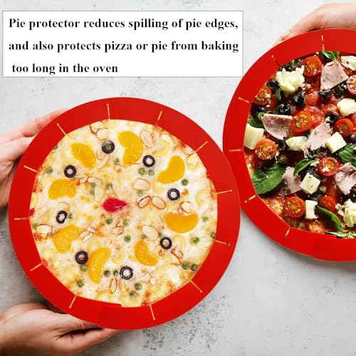 4PCS Adjustable Pie Crust Shields Baking Protectors, Silicone Cover Ring Fits 8-11.4 Inch Pies